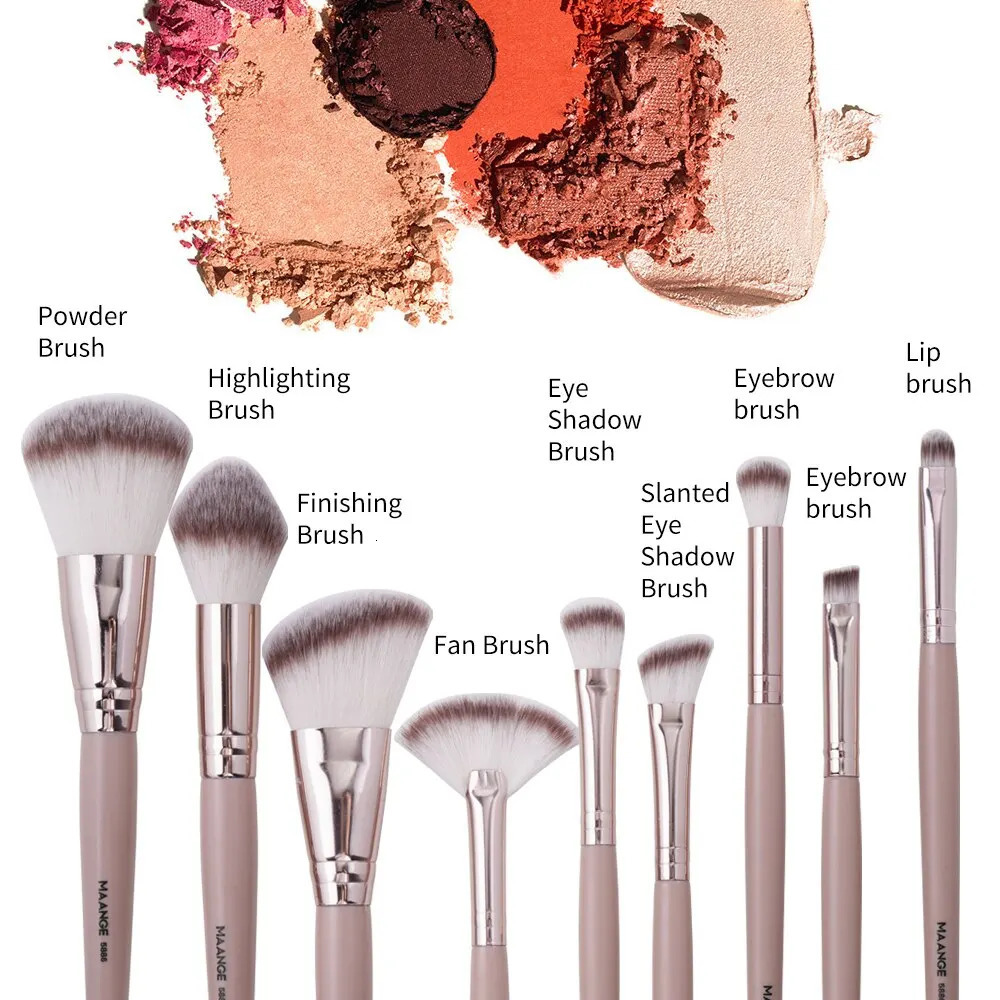 Maange 9Pcs Basic Makeup Brush Set Cosmetic Powder Highlighter eye shadow Blending Beauty Tool Density Soft Brush 240715