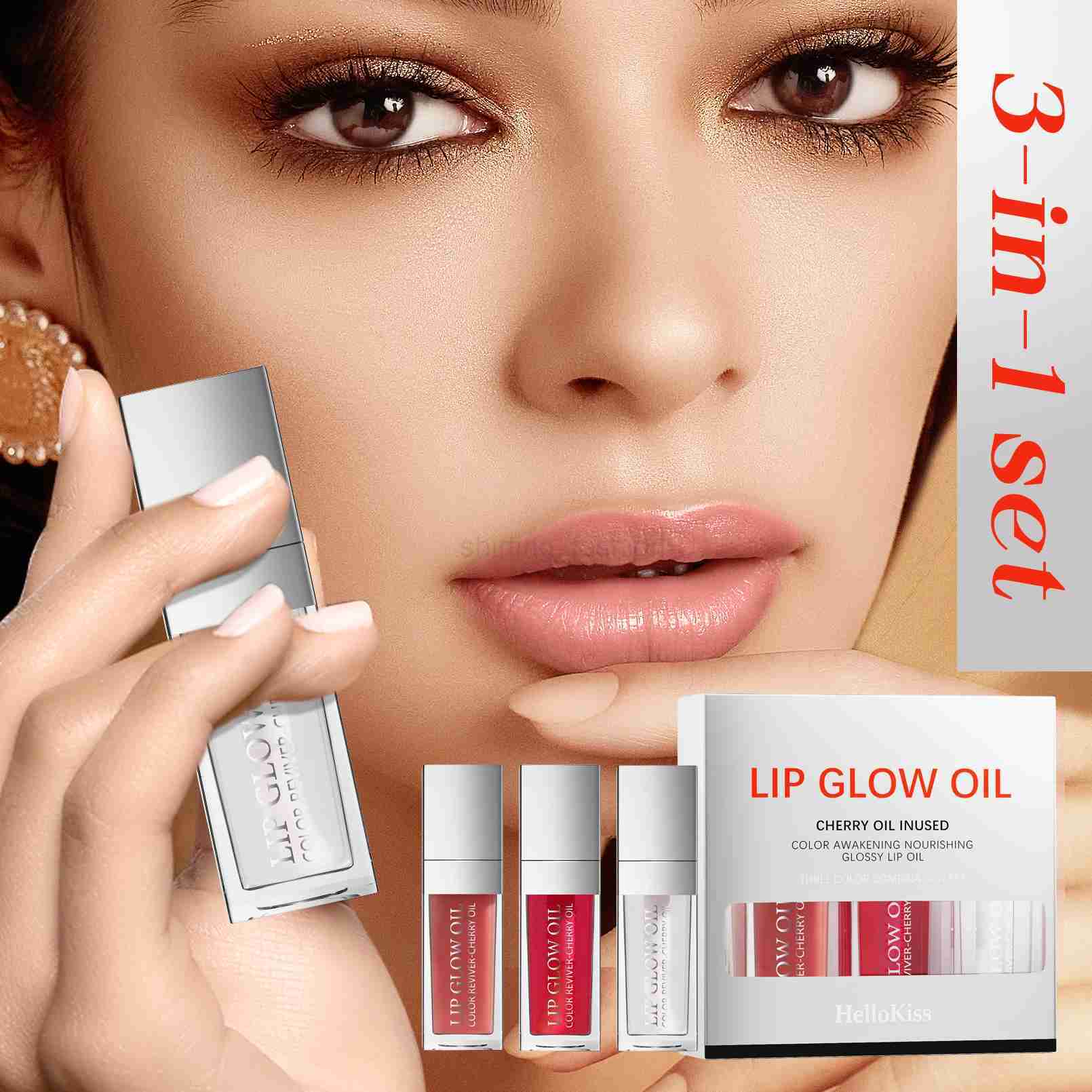 3 piece set of 3 colors lip oil lip gloss soothing chapped glass lip glaze suitable for lip care and dry lipsCL240716