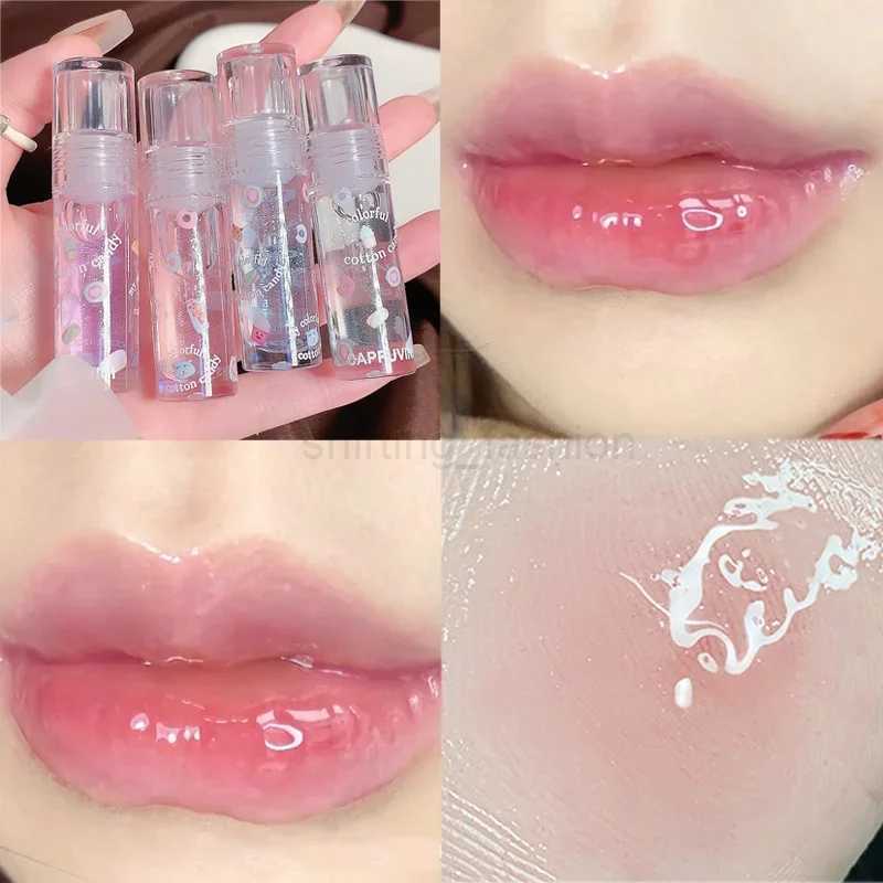 Cotton Candy Transparent Lip Gloss Mirror Moisturizing Lip Oil Lasting Clear Glitter Hydrating Plumping Liquid Lipstick MakeupCL240716
