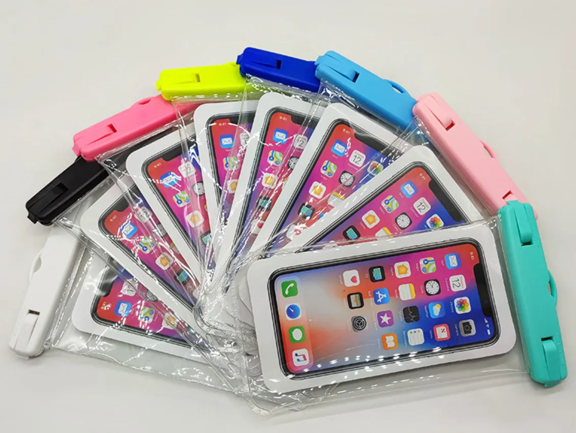 Wholesale Universal IPX8 Waterproof Phone Case For Samsung S8 S6 S7 Edge J5 Phone bag Dry Bag Pouch Clip For All Up Clear Waterproof Bag