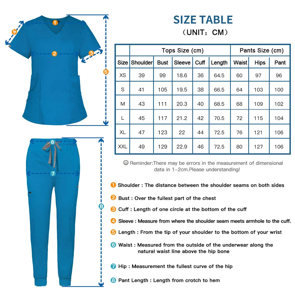 Women Scrubs Sets Slim Fit Uniform Gowns Nurse Accessories Pet Shop Dental Clinic Phary Lab Workwear Clothes 240715