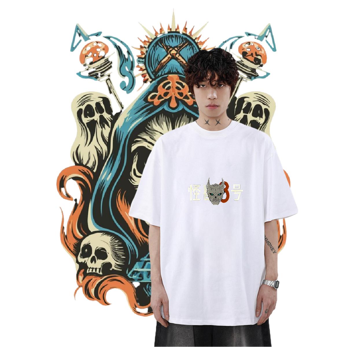 Stylist T-Shirts for Men Skull Tshirts Hip Hop Street Round Neck Short Sleeve Comfortable Tees