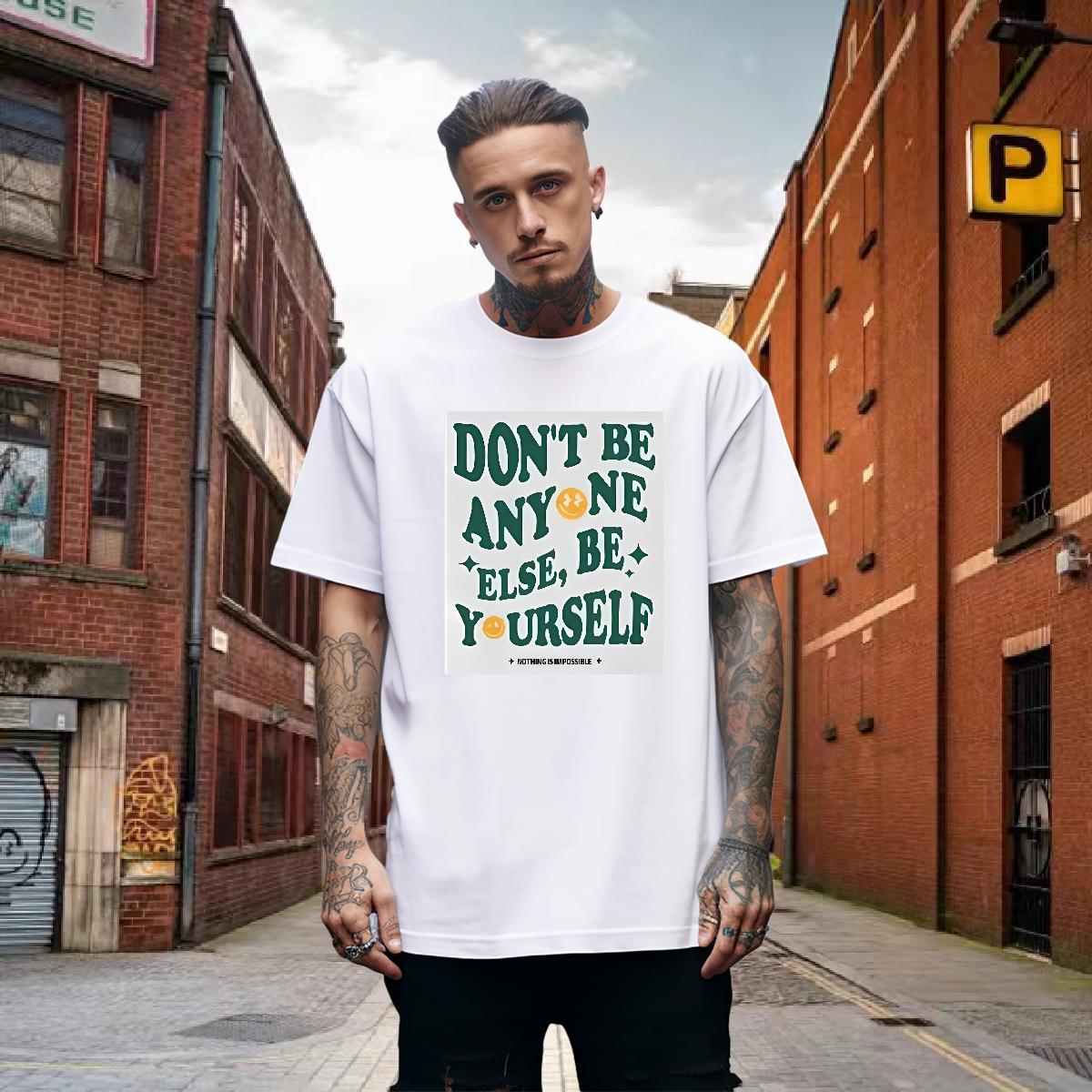 Designer Mens T Shirts don't be any one else 230g 100% Cotton DIY Printed Tshirts Hip Hop Crew Neck Cotton Unisex Polos