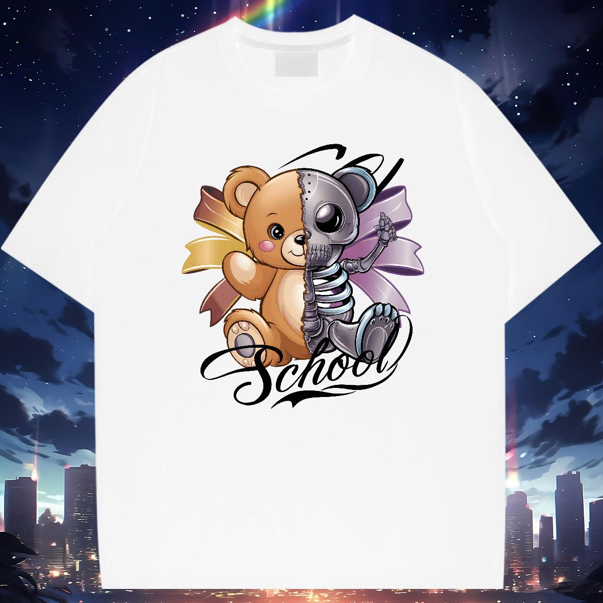 Wholesale Mens T Shirts bear 230g Cotton High Street Hip Hop Breathable Short Sleeve Men Tops Tees Fashion Designer Oversized Wear