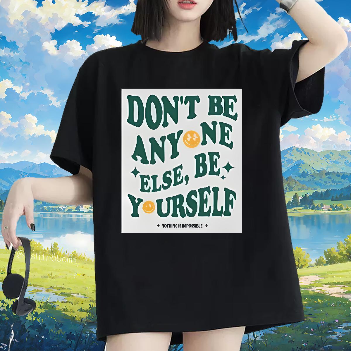 New Arrival T shirt Short Sleeve Cotton O-Neck nothing is impossible 100% Cotton 230g Hip Hop Street Couples T Shirts Custom Cartoon Comfortable Tees