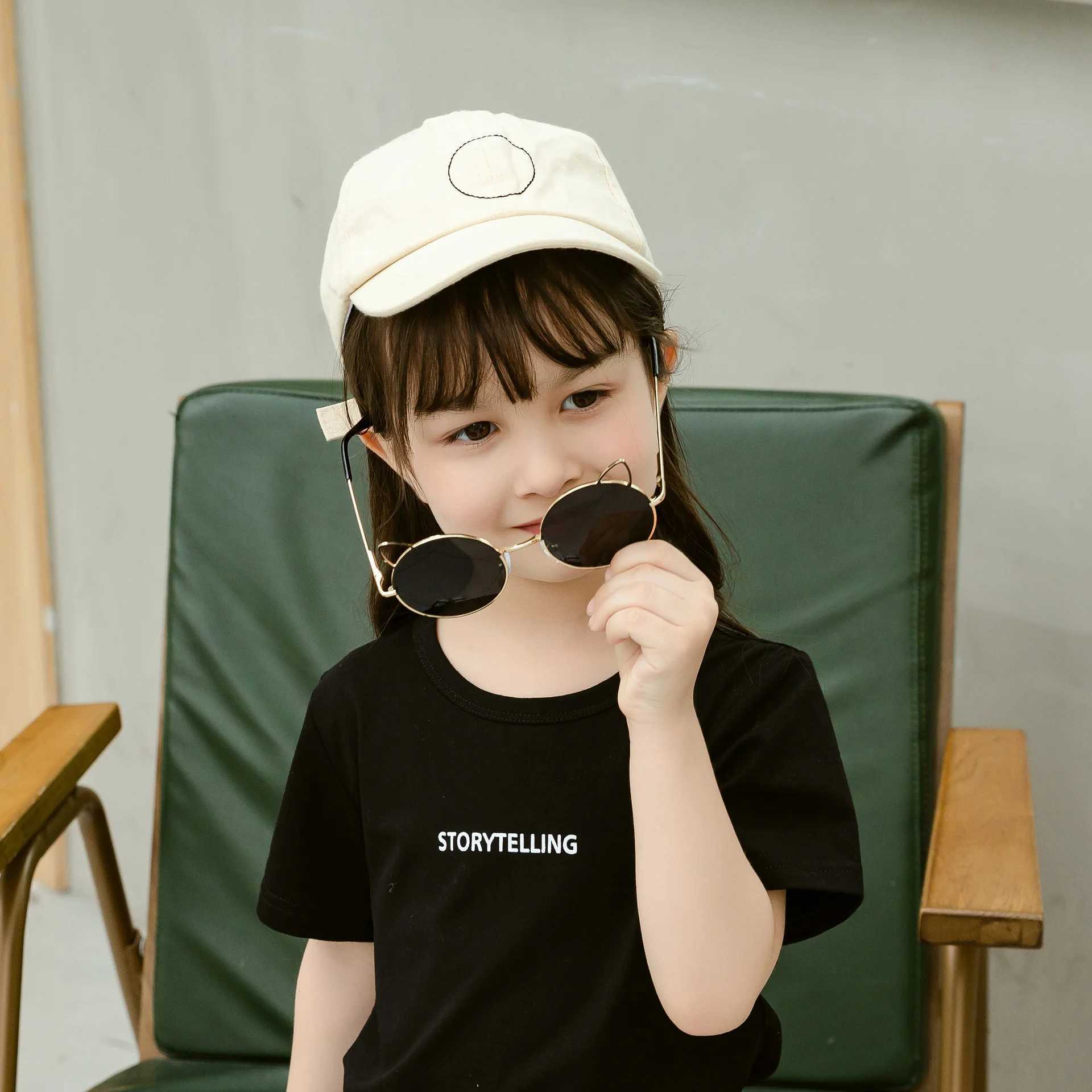 Sunglasses metal cute New round childrens ear Sunglasses UV400 sun visors 3-9 years old fashion childrens Sunglasses