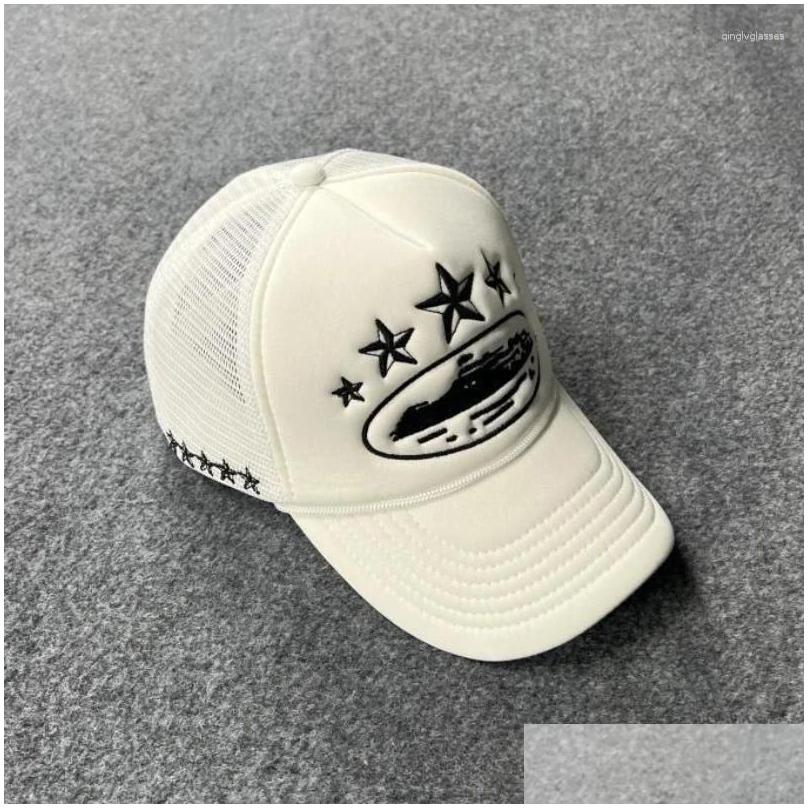 Ball Caps 2024 Arrived Star Embroidered Mens Baseball Cap Mesh Trucker Hat Summer Snapback Retro Male Beach Headdress Drop Delivery Otjd1