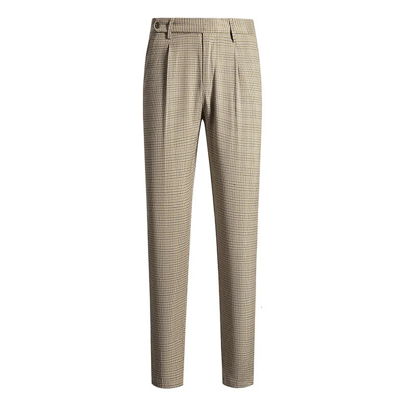 Men High Quality Stripes Business Suit Trousers/Male Slim Fit Khaki Color Suit Trousers Casual Formal Mens Dress Pants 36 240708