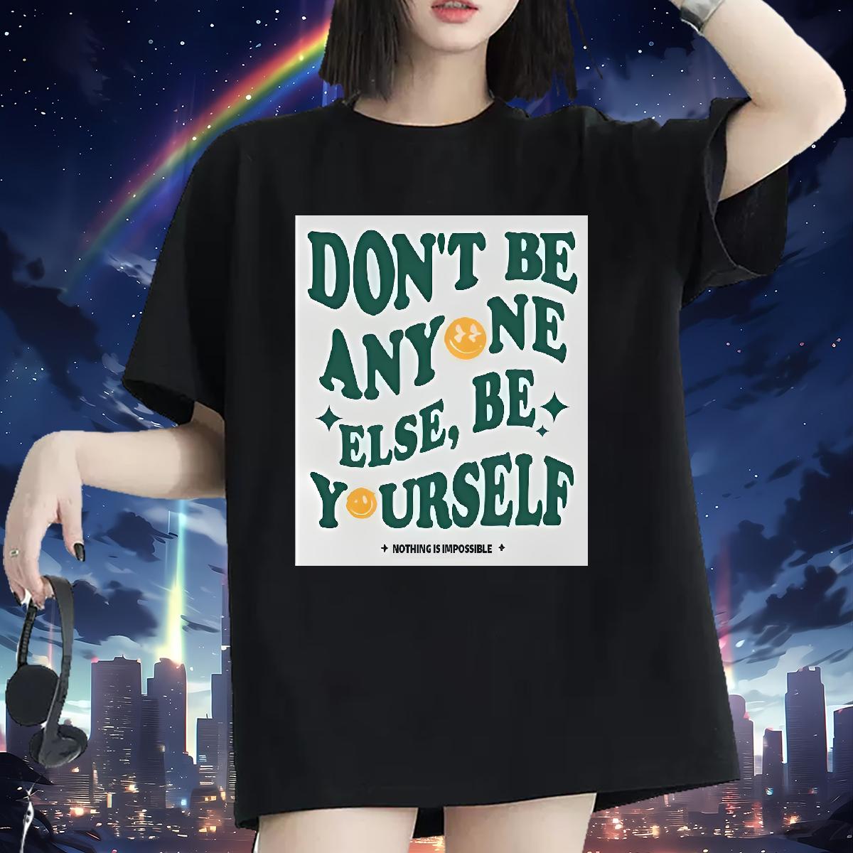 New T Shirts Women Short sleeve Cotton Soft nothing is impossible 230g Cotton Casual Beach Woman Tshirt DIY Anime Lady Tshirts