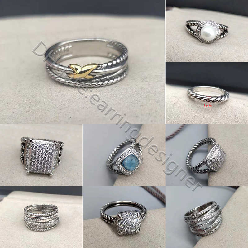 Rings Twisted Two-color Cross Ring Women Fashion Platinum Plated Black Thai Silver Hot designer Jewelry woman luxury diamond wedding gift Vintage to do old W23