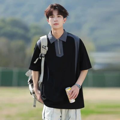 Summer's main promotion of new polo shirts, couple style short sleeved pure cotton men's youth casual fashion label lapel loose T-shirt