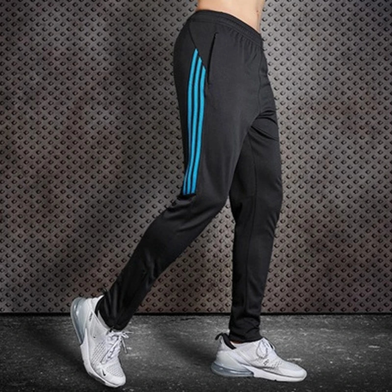 Quick Dry Mens Sports Soccer Football Training Pants With Zipper Pockets Running Jogging Long 240705