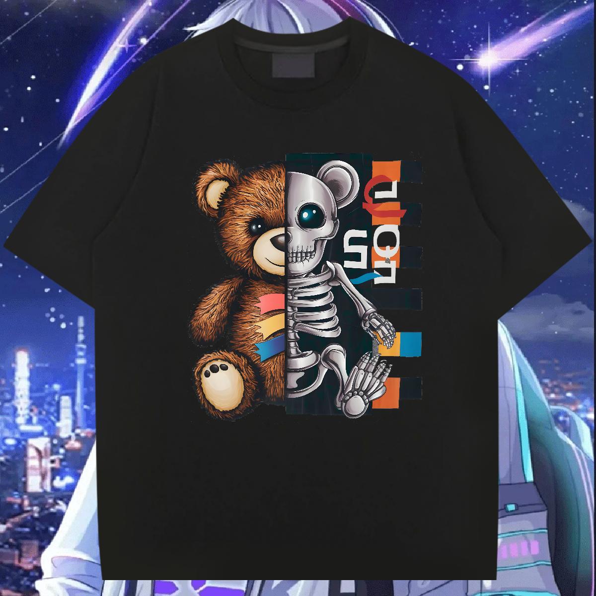 Fashion Design Man T Shirts bear 100% Cotton 230g DIY Printed Men Tees Street wear Hip Hop Breathable Short Sleeve Comfortable Clothes
