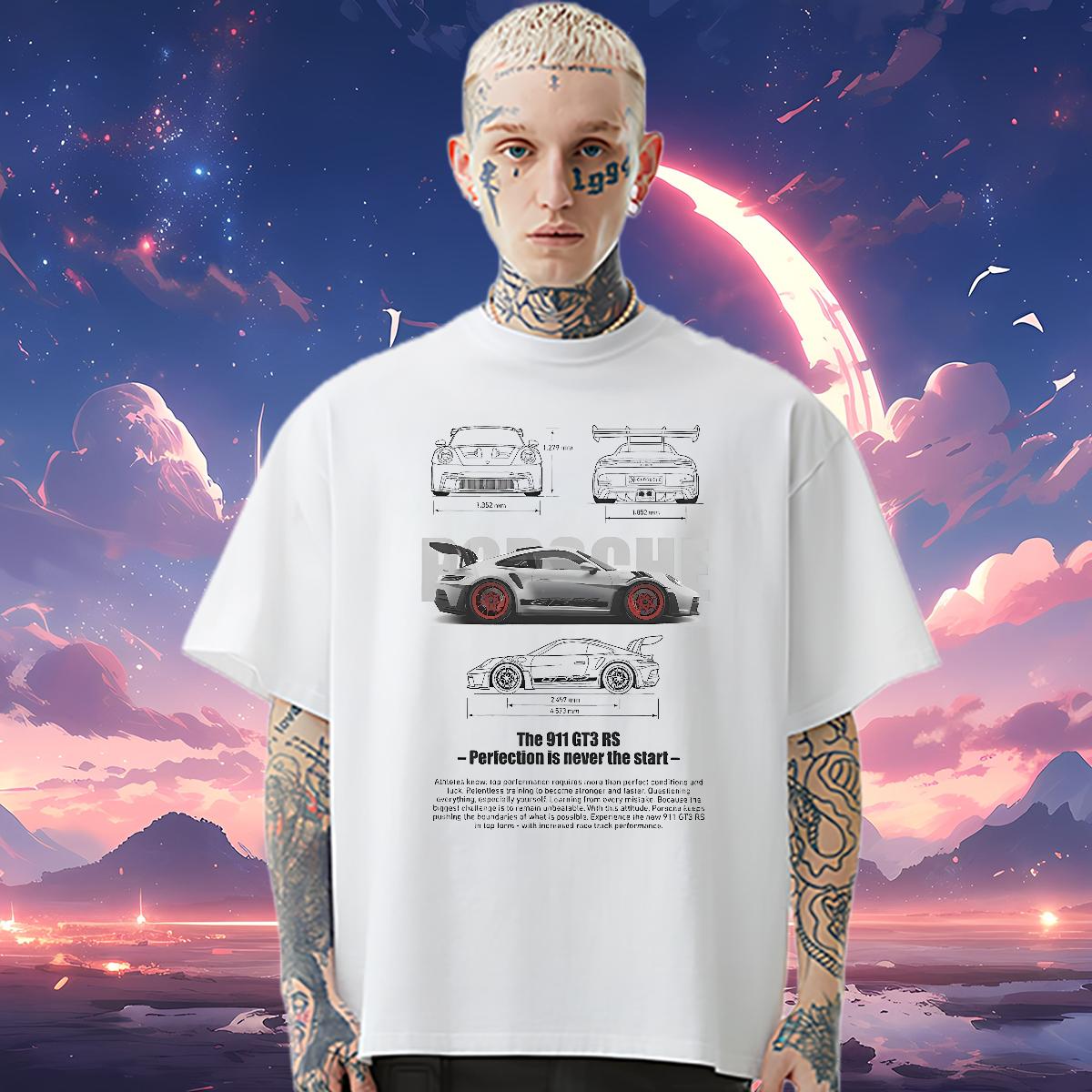 Classic Casual Man T Shirts fashion 100% Cotton 230g DIY Printed Tshirts Sports Casual Breathable Crew Neck Cool Top Tees