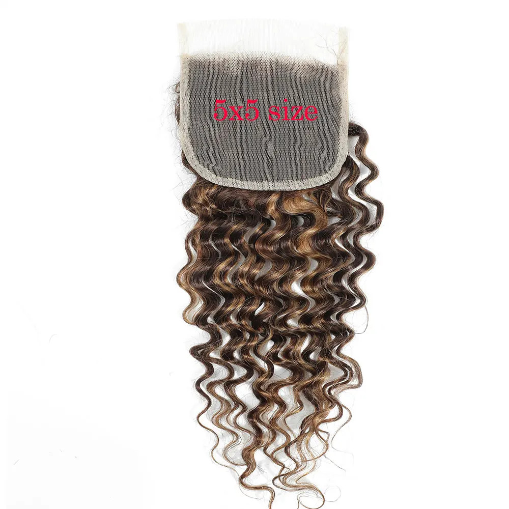 Water Wave 13x4 13x6 Transparent Lace Frontal Highlight P4/27 4x4 5x5 6x6 7x7 Lace Clsoure Human Hair Ombre Brown Honey Blonde Color