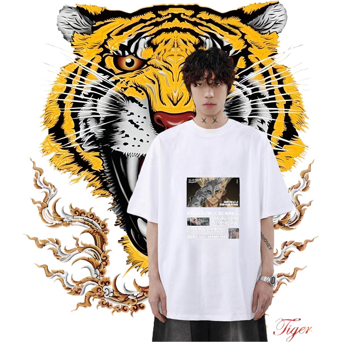 Stylist Mens T Shirts Black White Men Tees Street Casual 180g Cotton Loose Fit Tops