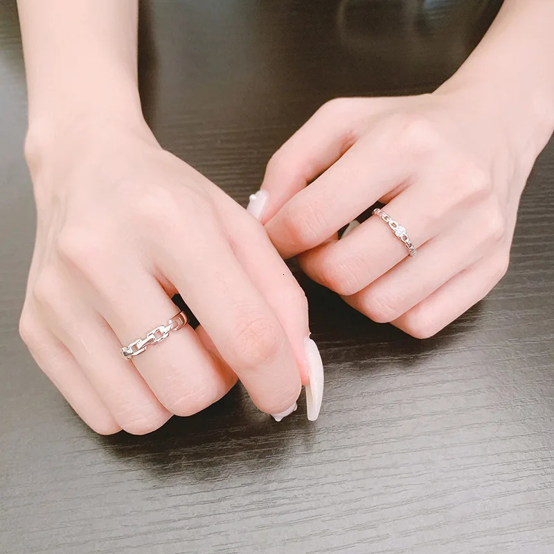 Couple Sterling Silver Jewellery In Couple ring 925 rhodium plated Cute Accessories For Girls In Amethyst Ornaments 240709 - view 7