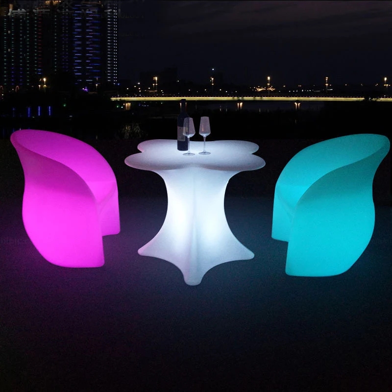 Berserk LED Luminous Chair With Backrest Bar KTV Creative Outdoor Balcony Courtyard Leisure Sofa Waterproof And Remote Control