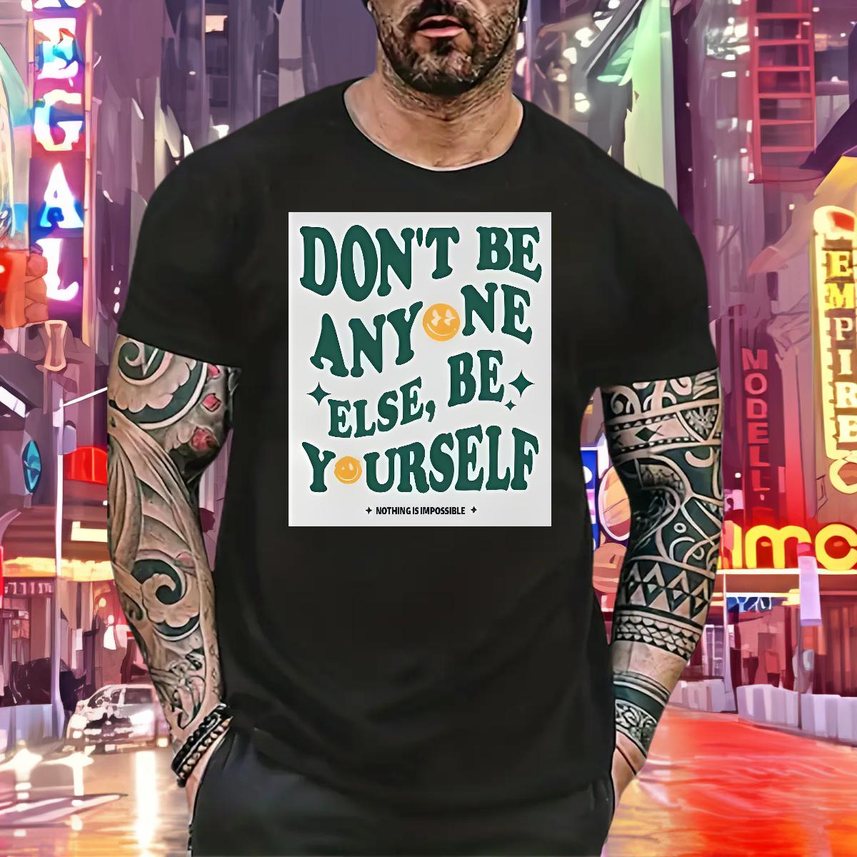 New T-Shirts for Men nothing is impossible 230g Cotton White Plus Size Men Tshirts Sports Casual Breathable Short Sleeve Loose Tops Tees