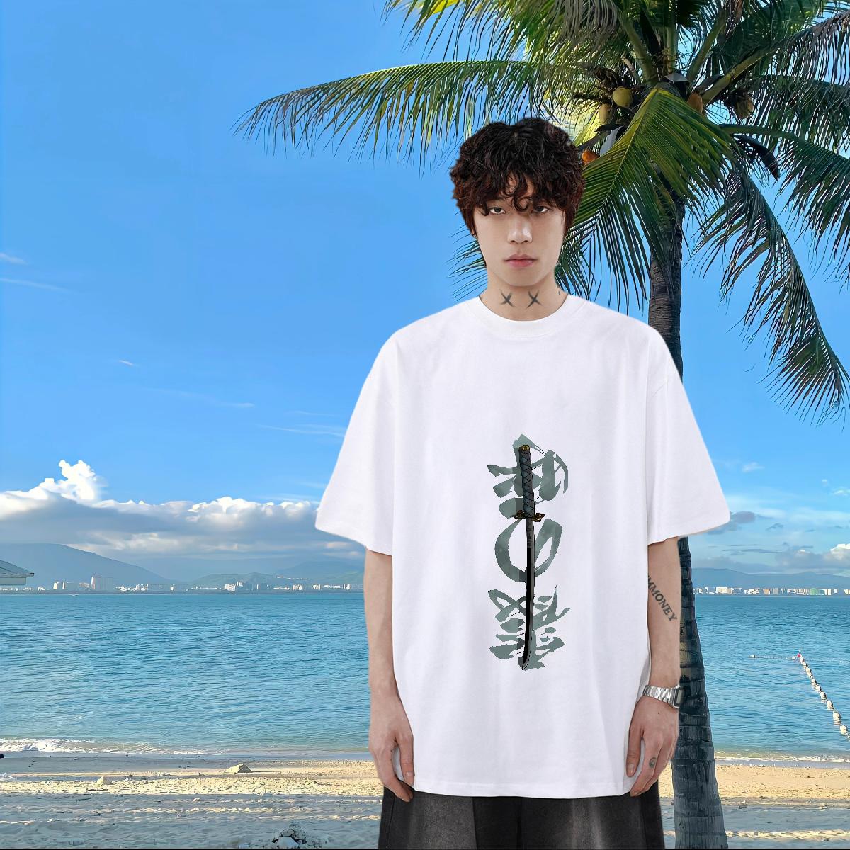 Fashion Designer T-Shirts for Men DIY Logo Anime Printing Street Tshirts Breathable Crew Neck Loose Fit