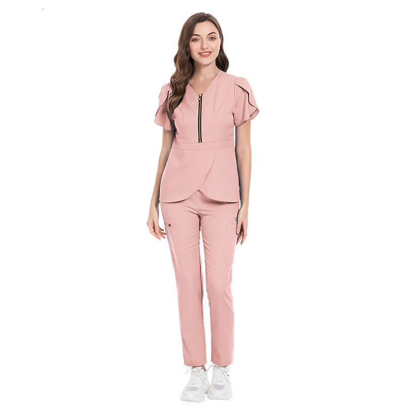 Doctor's surgical women's slim fitting nurse suit, short sleeved V-neck hand washing clothes, elastic professional work clothes F716#93