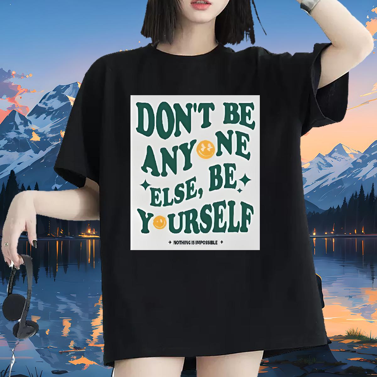 Fashion New Womens T Shirts Short sleeve Cotton Soft nothing is impossible 100% Cotton 230g Street Casual Women Tshirts DIY Logo Lady Tops Tees