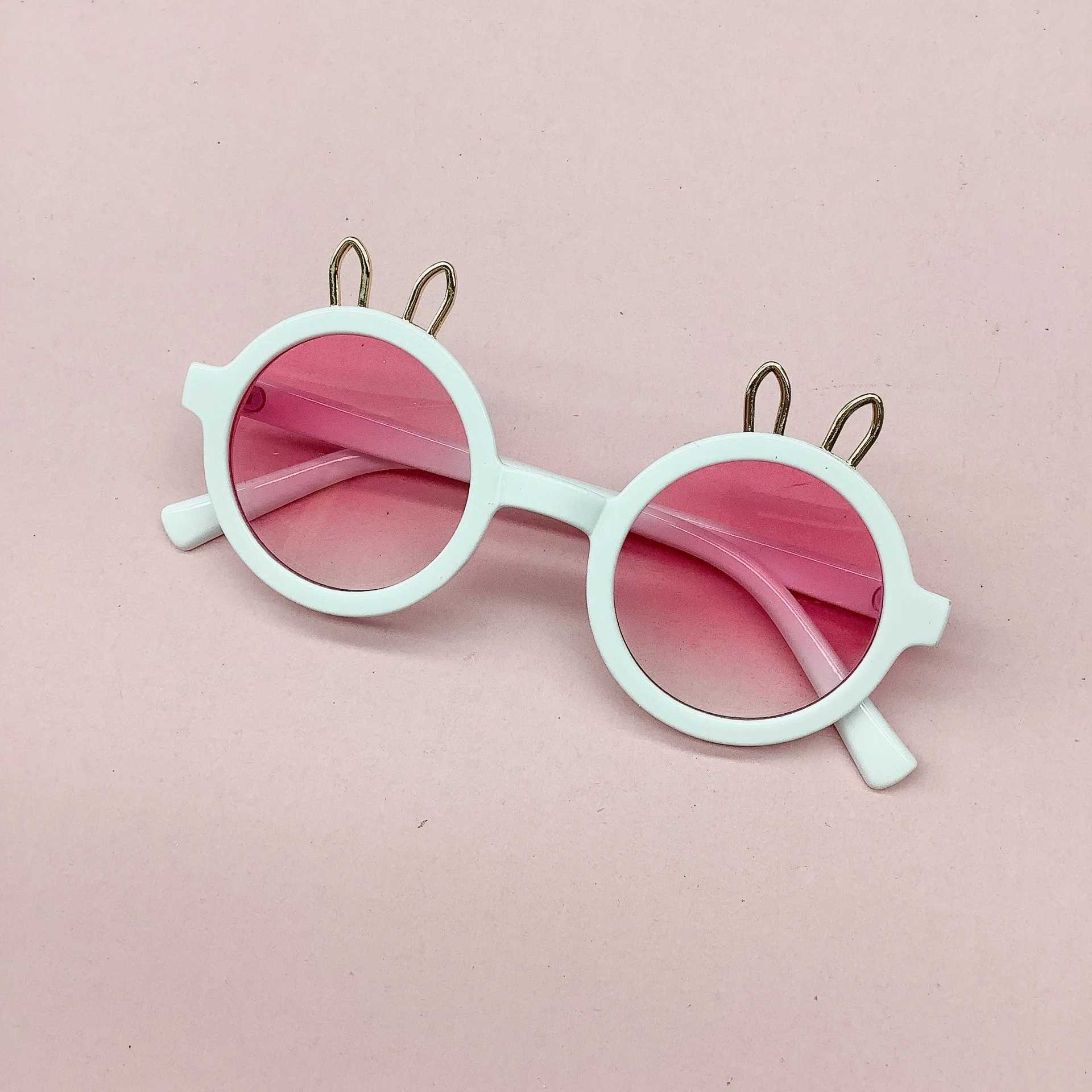 Sunglasses New childrens sunglasses Cute cartoon metal ear sunglasses Anti-ultraviolet sunglasses