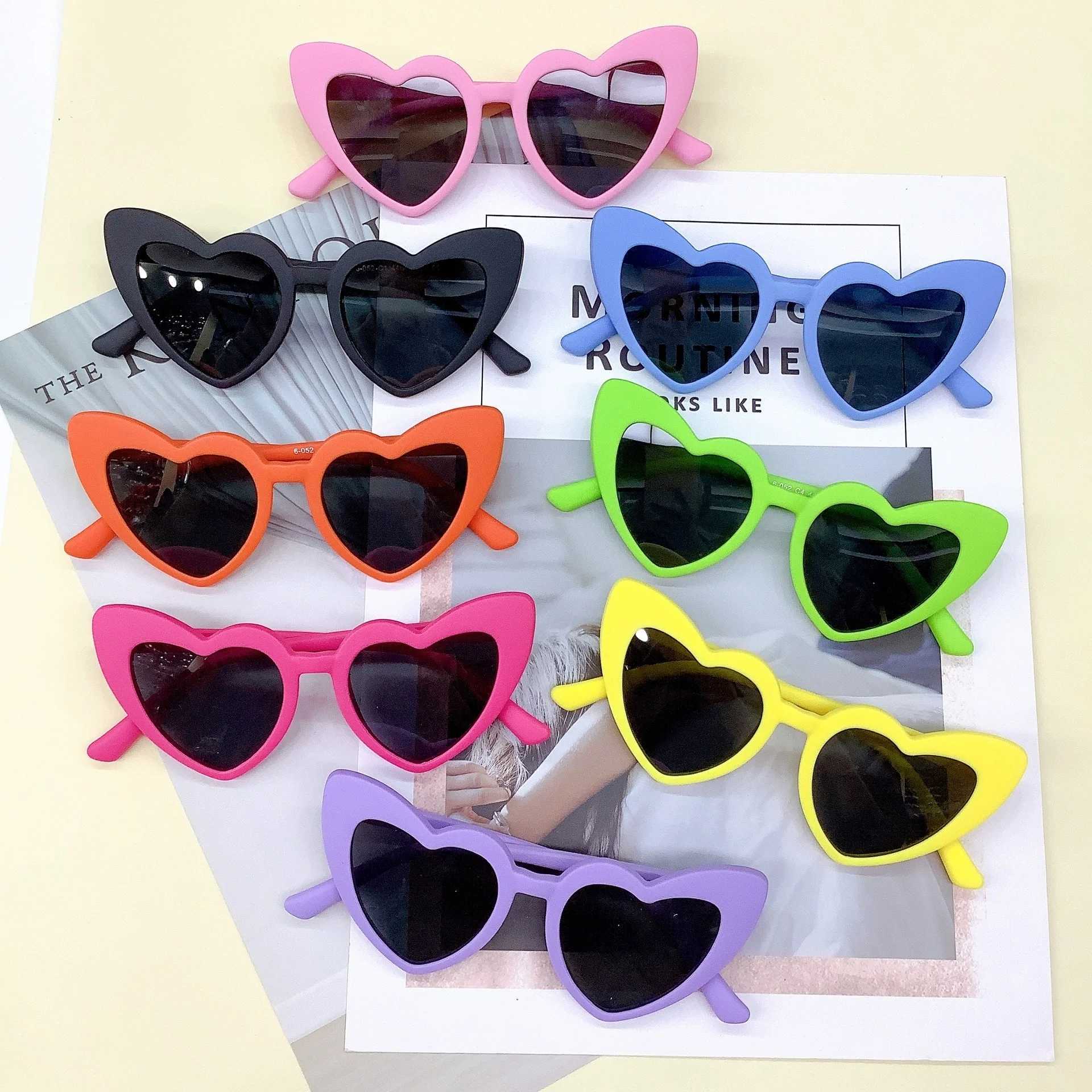 Sunglasses Peach Heart Cute Childrens Sunglasses Silicone Polarized Soft Frame Anti-UV Travel concave sunglasses