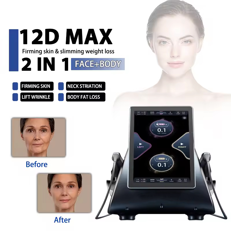 Desktop 12D HIFU Skin Tightening Face Lifting Wrinkle Removal 7 Cartridges High Intensity Focused Ultrasound SMAS Anti-aging Body Slimming Machine