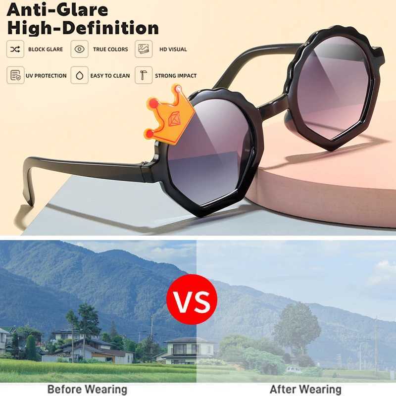 Sunglasses Kids Baby Irregular Polygon Crown UV400 Sunglasses Girls Children Outdoor Sun Protection Sunglasses Boys Eye Protection Glasses