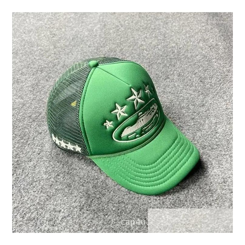Ball Caps 2024 Arrived Star Embroidered Mens Baseball Cap Mesh Trucker Hat Summer Snapback Retro Male Beach Headdress Drop Delivery Otjd1