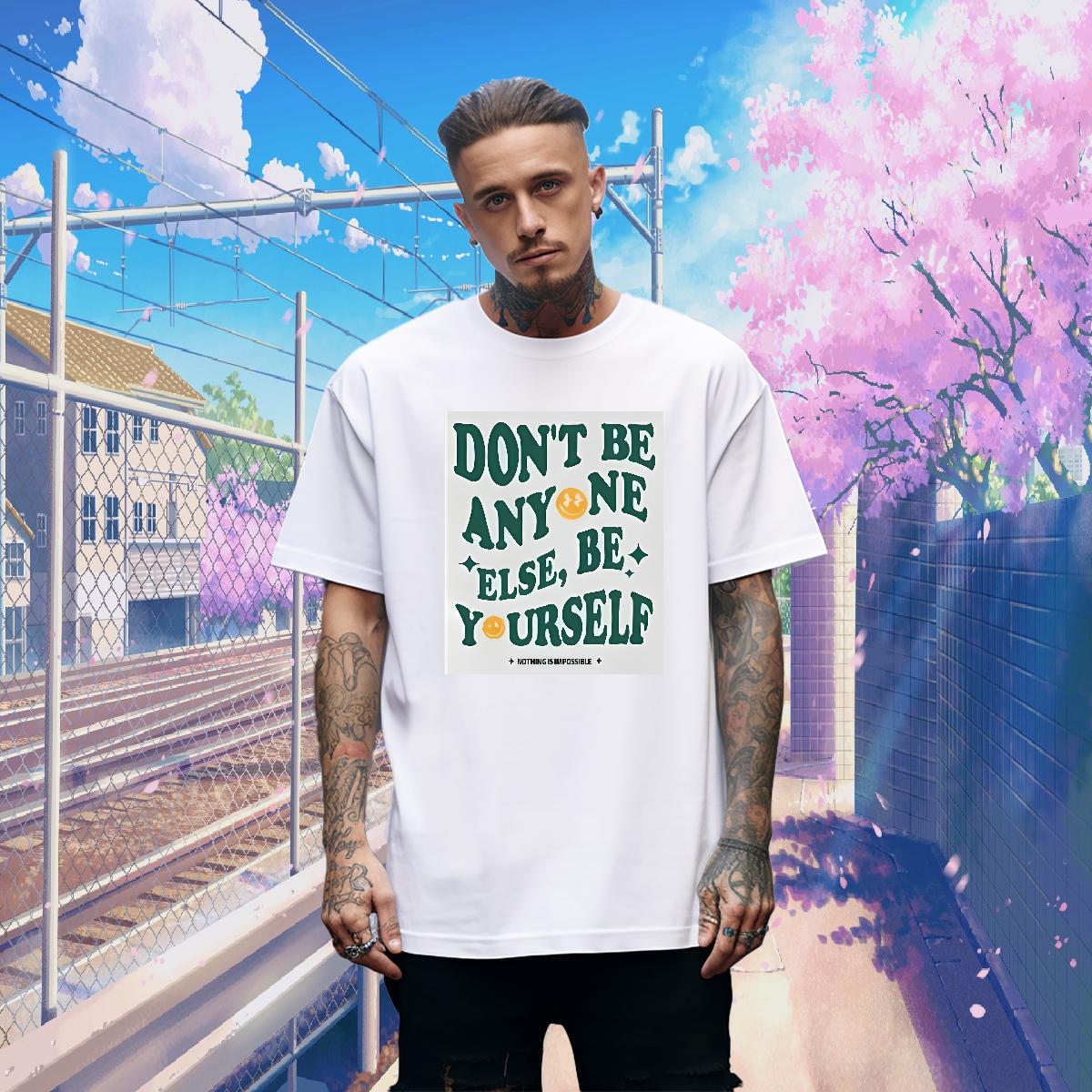 Fashion New T shirt nothing is impossible 230g Cotton Black Oversized Men Clothes T-Shirt Beach O-Neck Short Sleeve Cotton Cool Tshirts