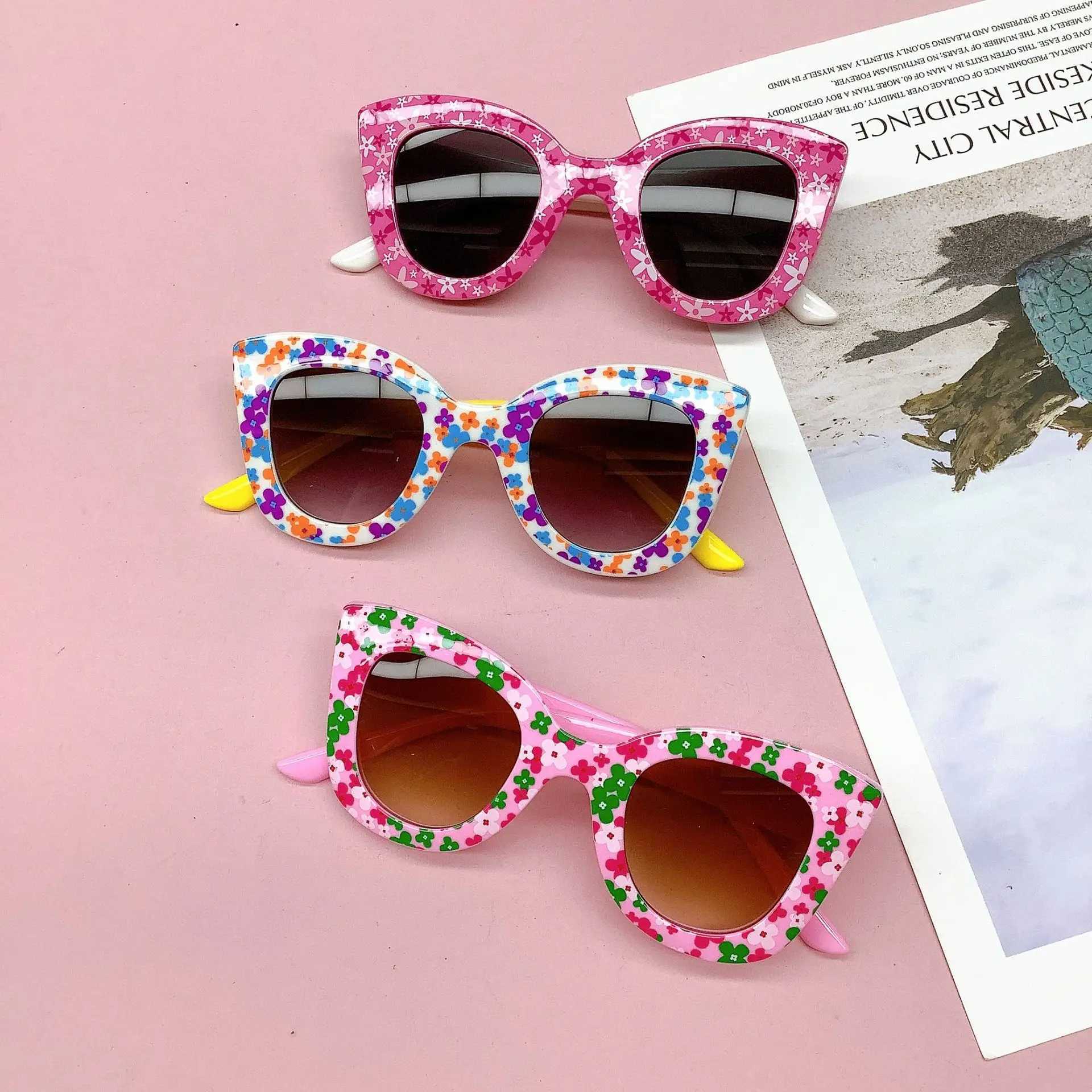 Sunglasses Fashionable New Travel Bag Flower Childrens Sunglasses Anti UV Baby Boys And Girls Eye Protection Glasses