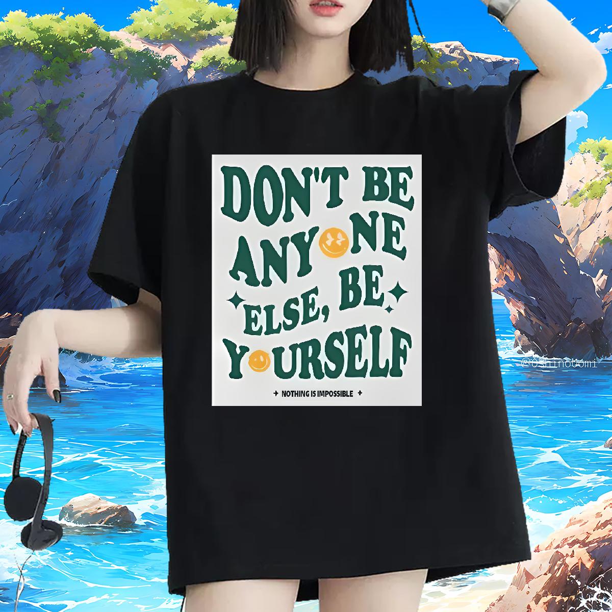 Stylist T-Shirts for Women Crew Neck Cotton nothing is impossible 100% Cotton 230g Casual Daily Wear Lady T shirt Custom Print Oversized Female Top Te