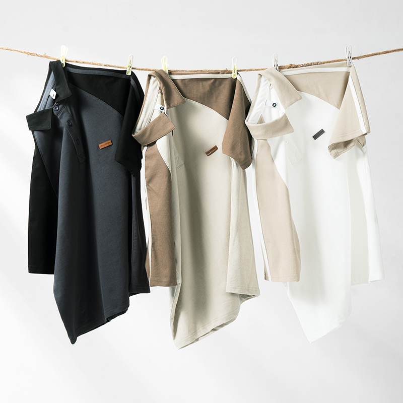 Summer New Short sleeved Shirt Men's Trendy Raglan Sleeve Splicing Quality Polo Top