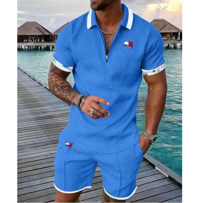 Mens Designer Tracksuits Plus Size 6XL Two Piece Set 2024 Autumn Brand Printed Outfits Cotton Blend Short Sleeve Polo T-shirt And Shorts Sports Suit
