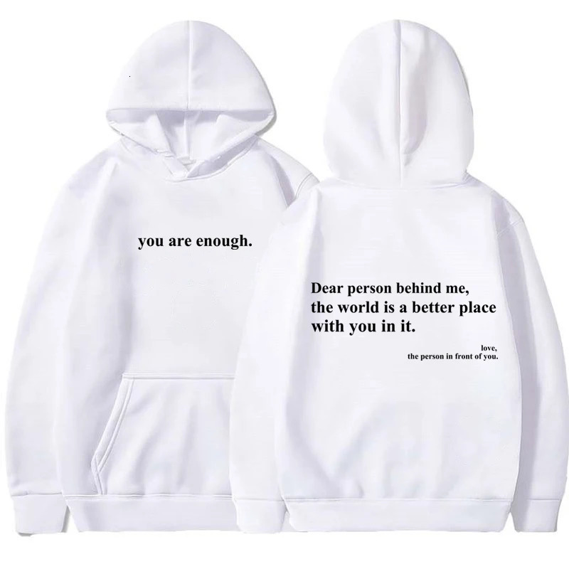 Fall Winter Lady Pullover Long Sleeve Dear Person Behind Me Printed Hoodies Oversize Y2k Sweatshirt for Women/Men Streetwear 240708