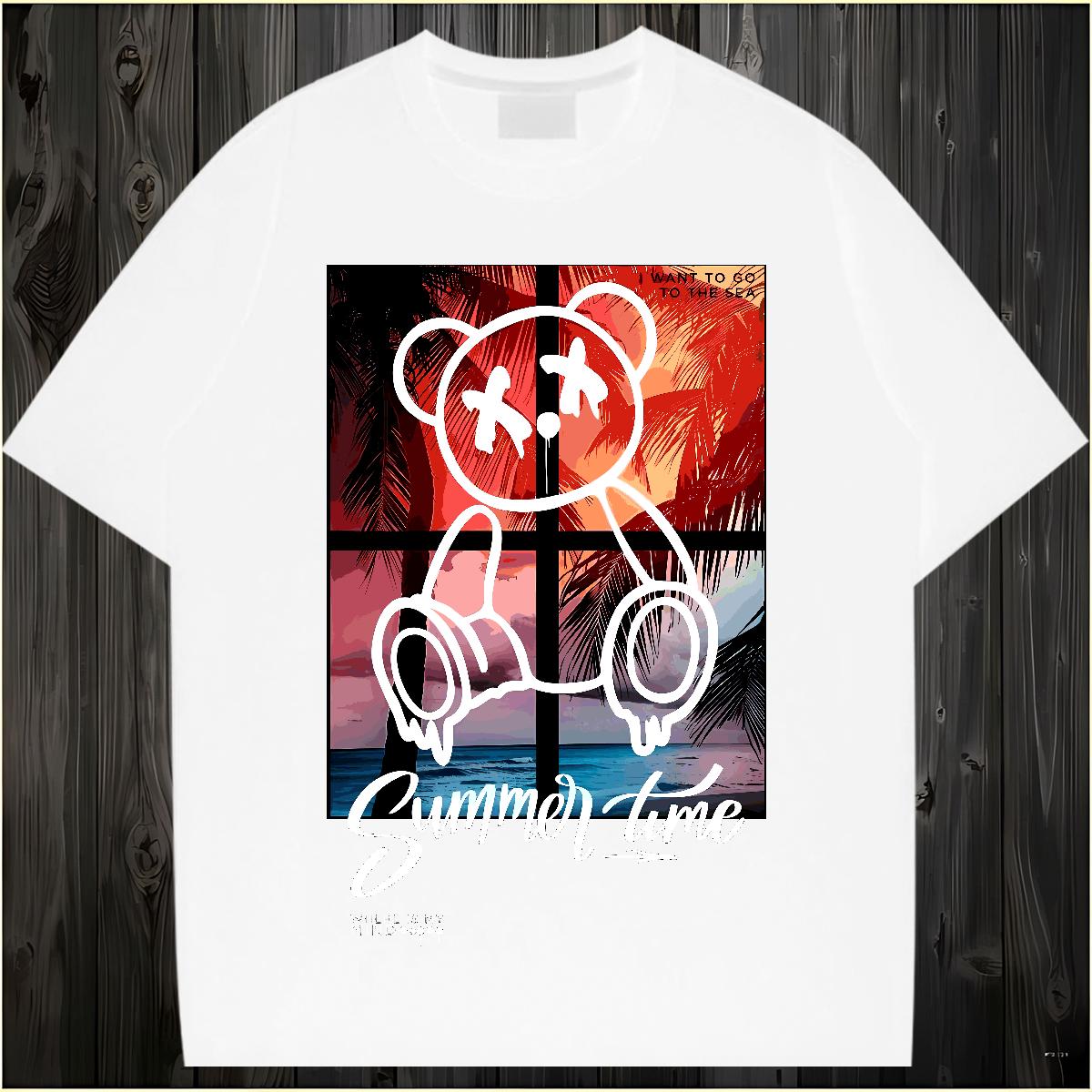 2024 DIY Men T Shirts Graffiti Art 230g Cotton Custom Printing Mens Tshirts Summer Casual Breathable Crew Neck Popular Tees Shirts