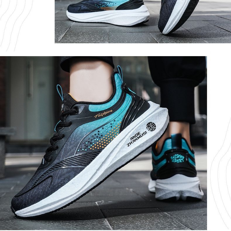 2023 autumn sports shoes men's lightweight breathable shoes casual shoes soft soled carbon plate shock-absorbing mesh student running shoes