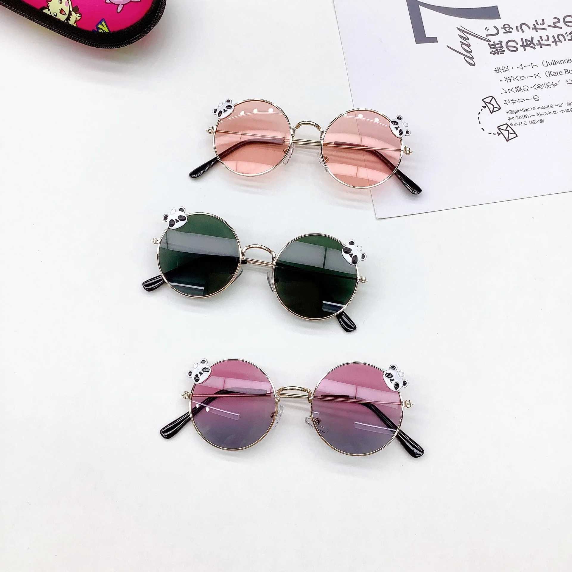 Sunglasses New Little Bear Childrens Sunglasses Fashion Round Frame Sunshade Sun Protection for Boys and Girls Sunglasses UV Protection