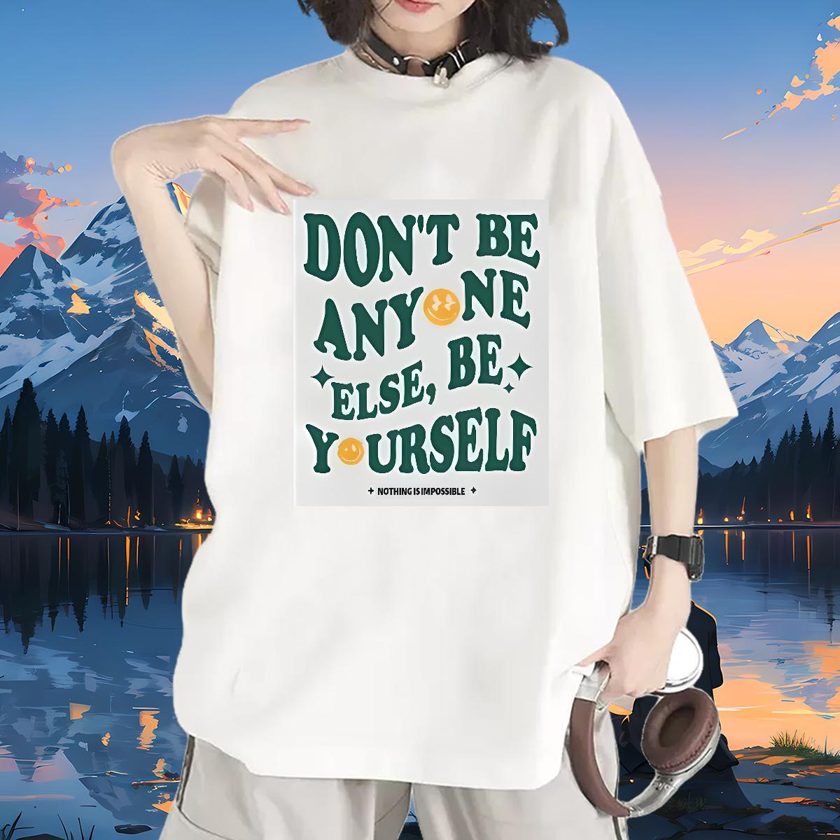 Fashion New Womens T Shirts Short sleeve Cotton Soft nothing is impossible 100% Cotton 230g Street Casual Women Tshirts DIY Logo Lady Tops Tees