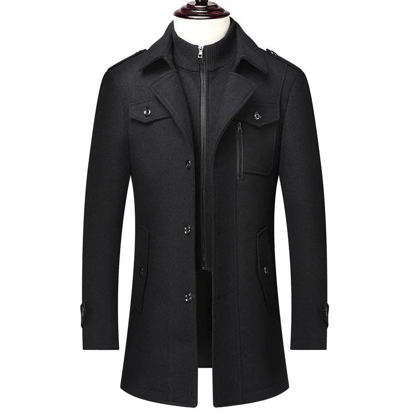 Men Business Casual woolen overcoat Top Grade Man Jacket Arrival Classic Long double Collar Coat Keep Warm parka 240711