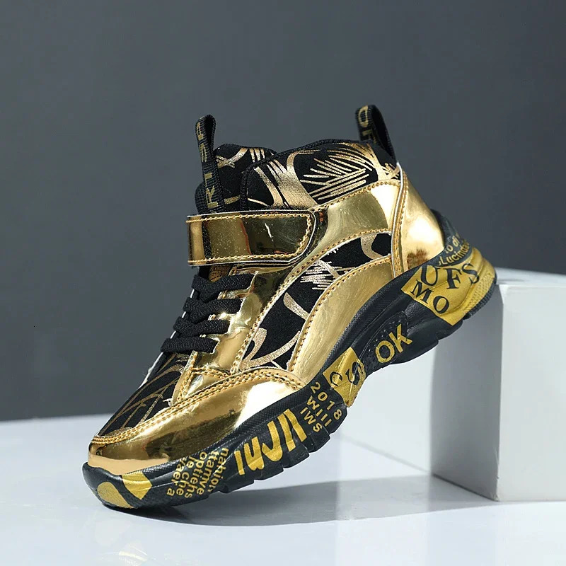 Children Sneakers for Boys Leather Running Sports Shoes Kids Boy Street Casual Shoes Blue Gold Size 28-40 240625CJ