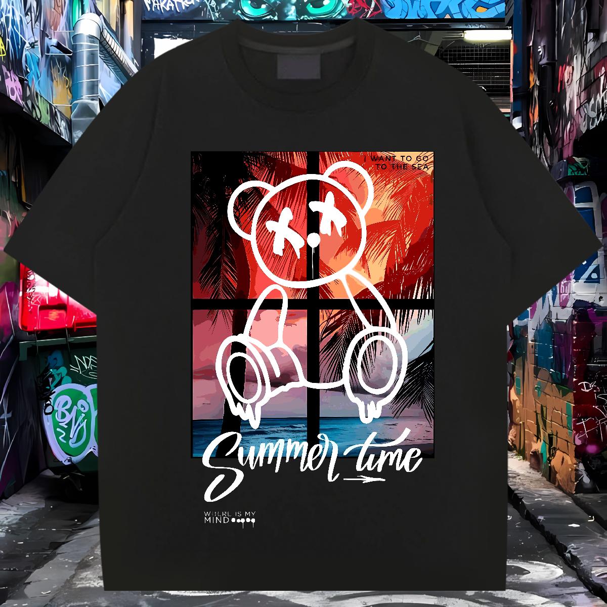 2024 Designer T shirt Graffiti Art 100% Cotton 230g Anime Print Tshirts Casual Daily Wear Breathable Short Sleeve Classic Tees Shirts