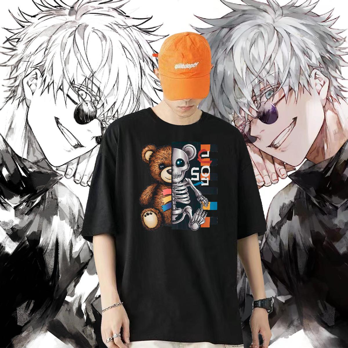 Factory Direct T Shirt For Man bear 230g Cotton Custom Cartoon Men Tops Tees Street Casual Breathable Crew Neck Cotton Comfortable Tshirts