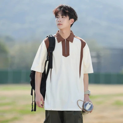 Summer's main promotion of new polo shirts, couple style short sleeved pure cotton men's youth casual fashion label lapel loose T-shirt