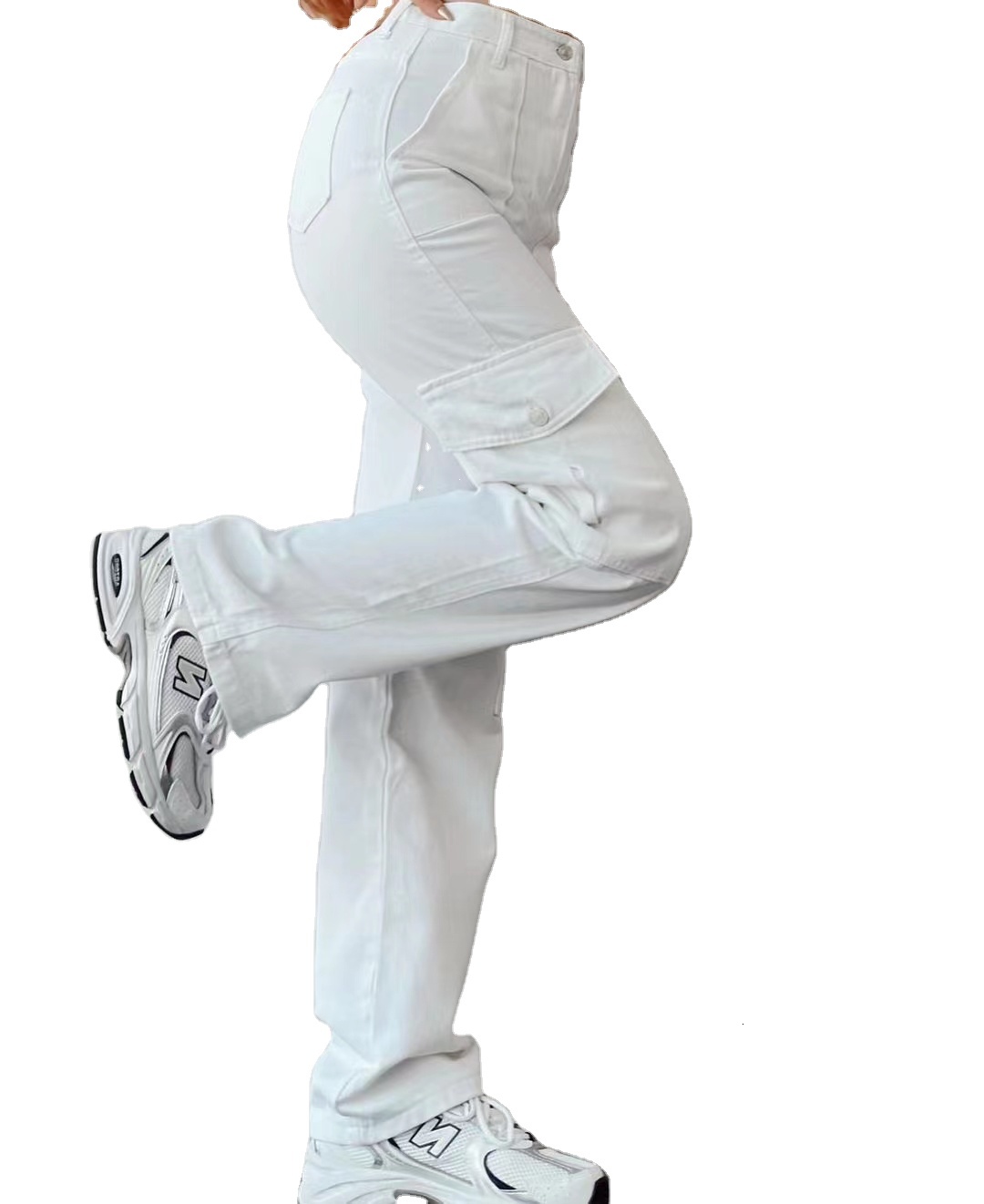 New High Waist Slim Women Denim cargo Custom cotton made Jean Pants Designer Women's baggy solid color dyed