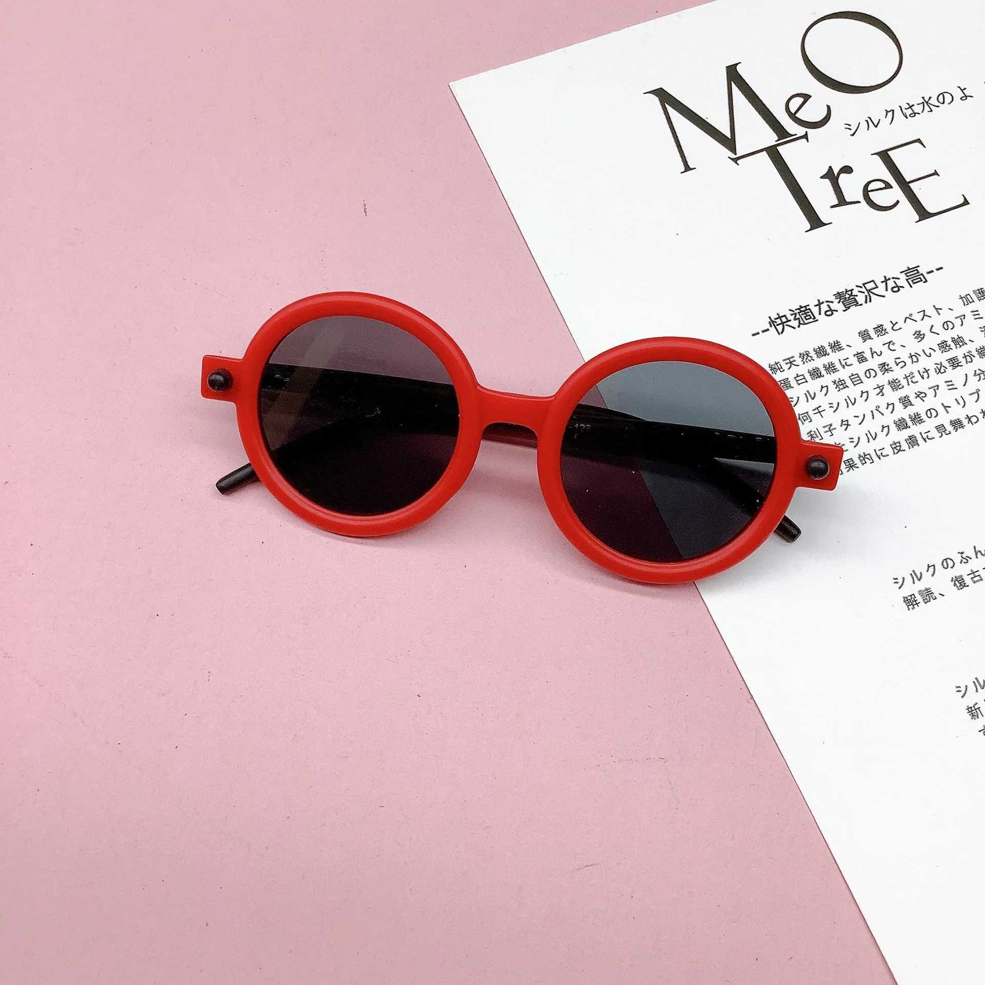 Sunglasses New personalized childrens sunglasses round frame color contrast ins style baby sunglasses sunscreen anti-ultraviolet glasses