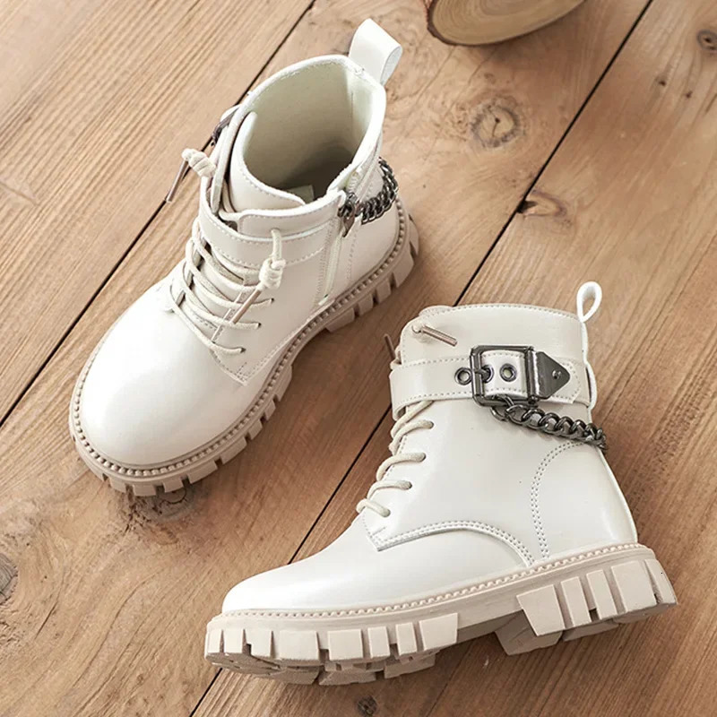 Kids Shoes Soft Sole Casual Ankle Boots Girls Cotton Shoes Zipper Non Slip Leather Boots Boys Student Shoes Children Shoes 240710
