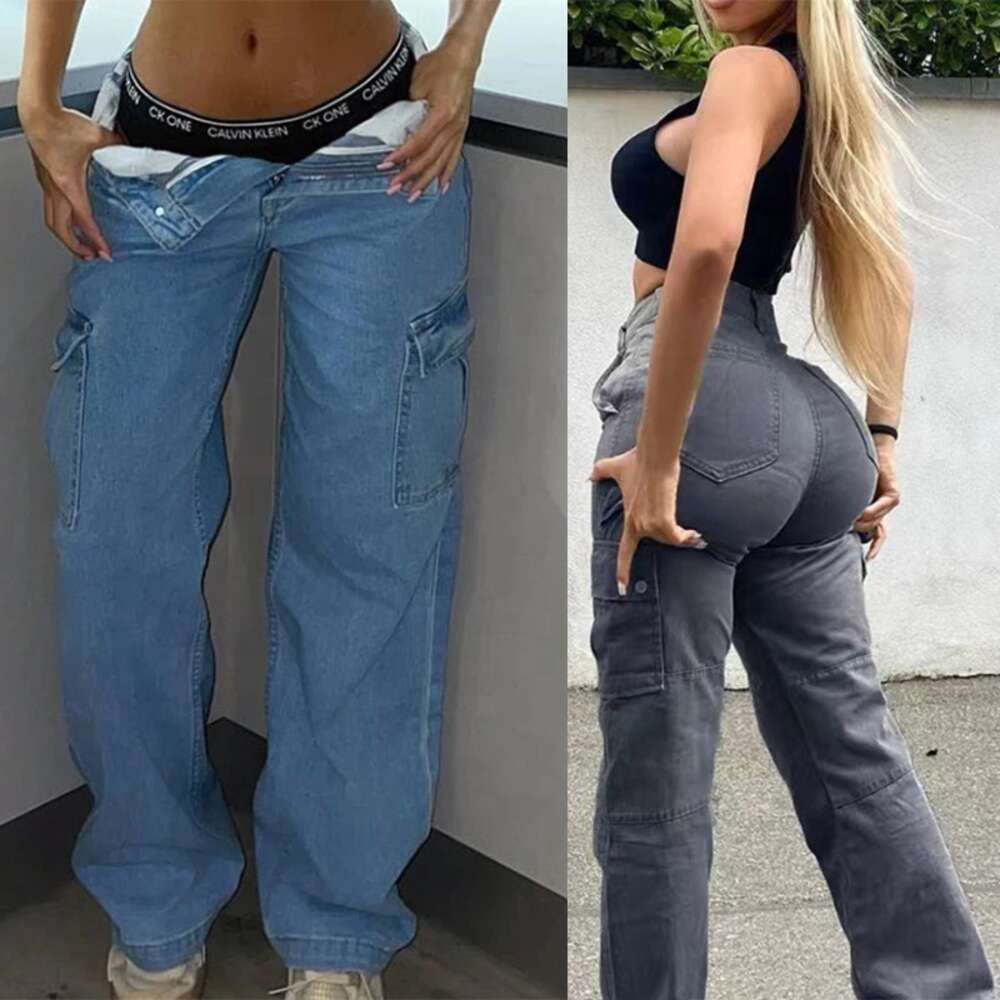 Ladies Casual Pants Jeans New Fashion Women's Streetwear Hip-Hop Cargo Baggy Loose Low waist Y2K Style Multiple Pockets